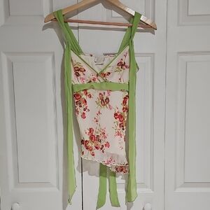 🌸💚 Studio Y Floral Chiffon Tie-Strap Top – Size M 💚🌸